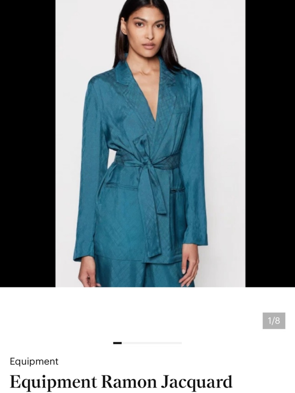 Equipment Teal Jacquard Belted Blazer